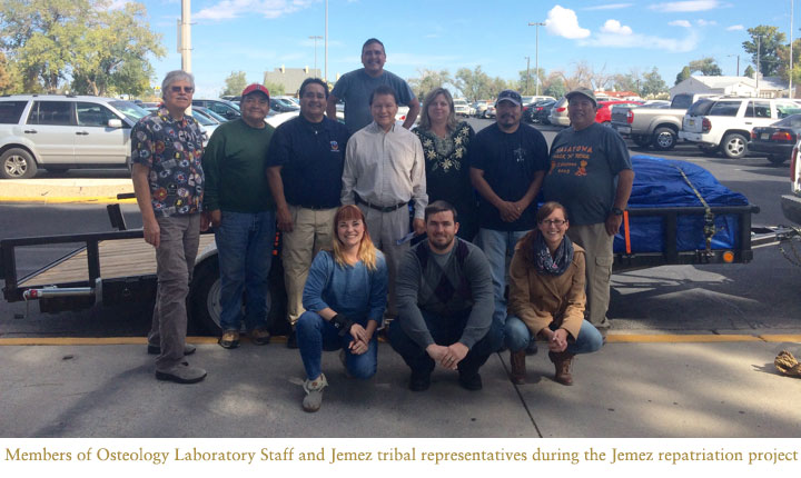 Members of Osteology Laboratory Staff and Jemez tribal representatives during the Jemez repatriation project