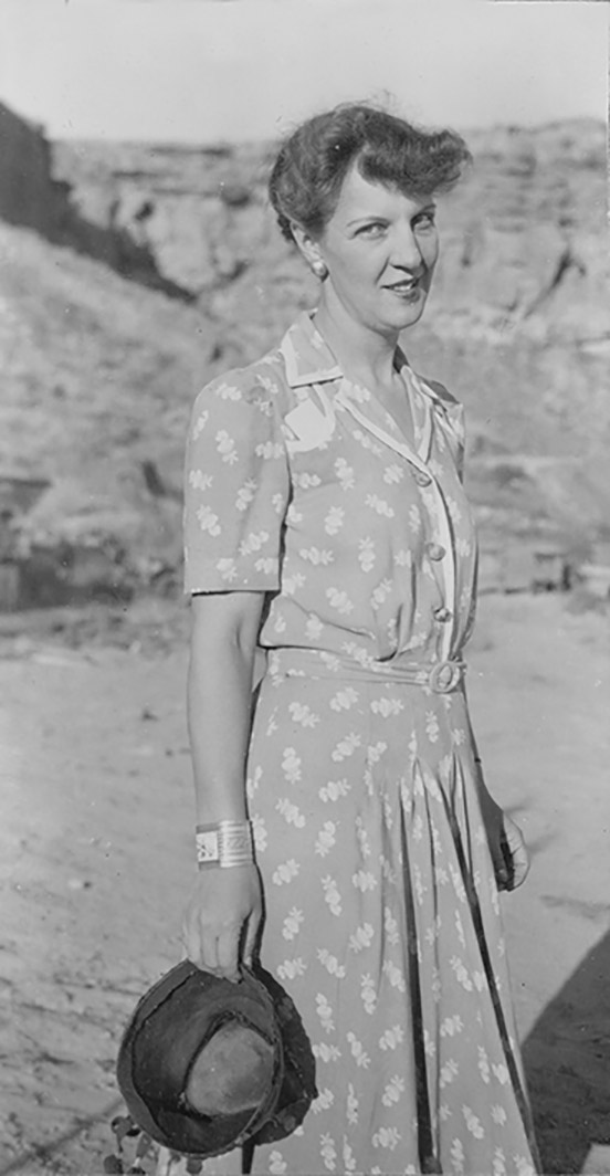 1)	Florence Hawley Senter at Chaco Canyon, 1941. Photo courtesy of Armand Winfield. MMA
