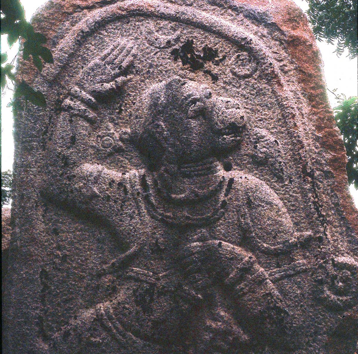 VMS 442 Engraved slab with image of the god Hanuman