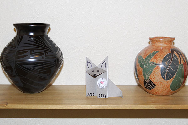 Lulu with pottery from North America