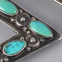 Silver and turquoise collar tabs. Diné (Navajo), (Gilbert and Dorothy Maxwell Collection, MMA 63.34.7a,b)