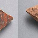 Mature Indus jar sherd, with black decoration on red slip (wheel marks visible on interior surface), site unknown, Indus Valley Collection (MMA 98.74.33)